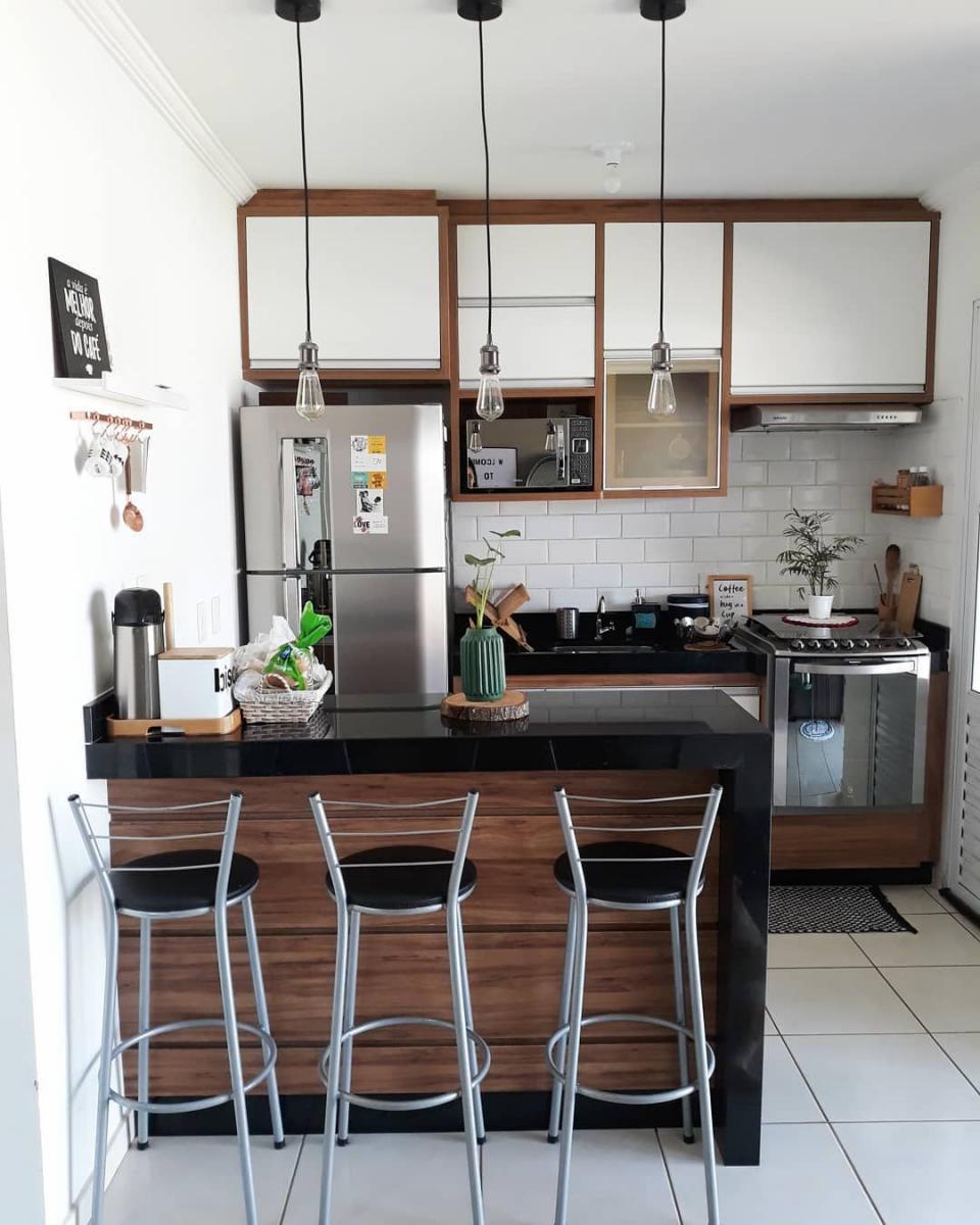 cozinha americana pequena com forno