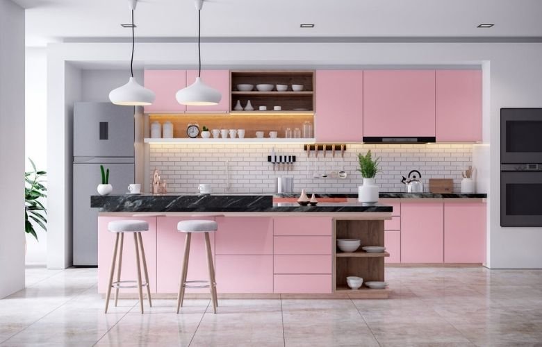 cozinha com armário rose