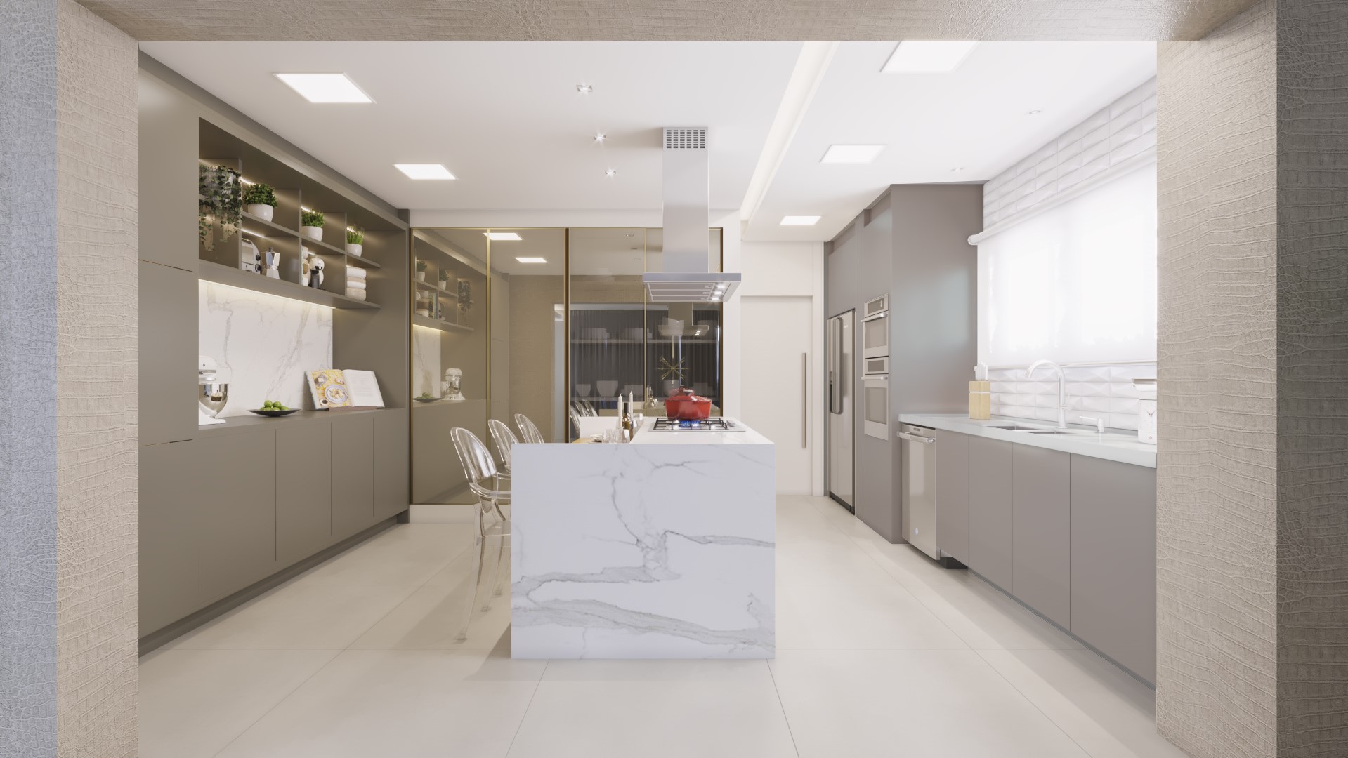 porcelanato marmorizado ou marmore natural para cozinha