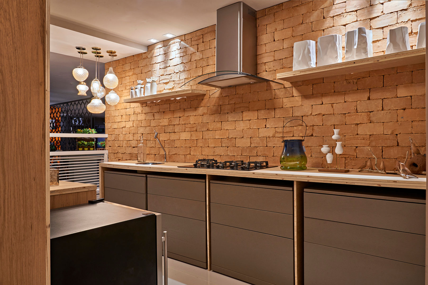 ideias de cozinha com tijolinho a vista