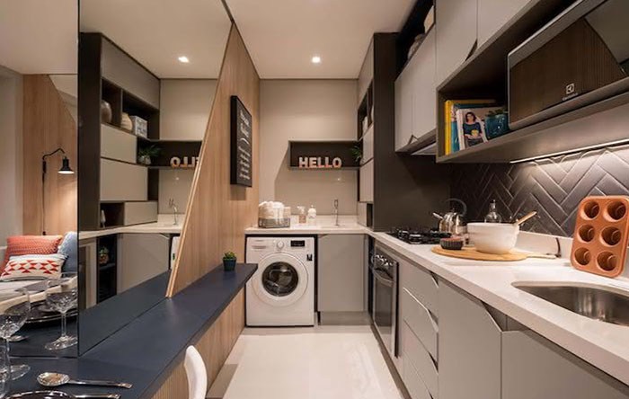 como fazer divisória de vidro para cozinha e lavanderia