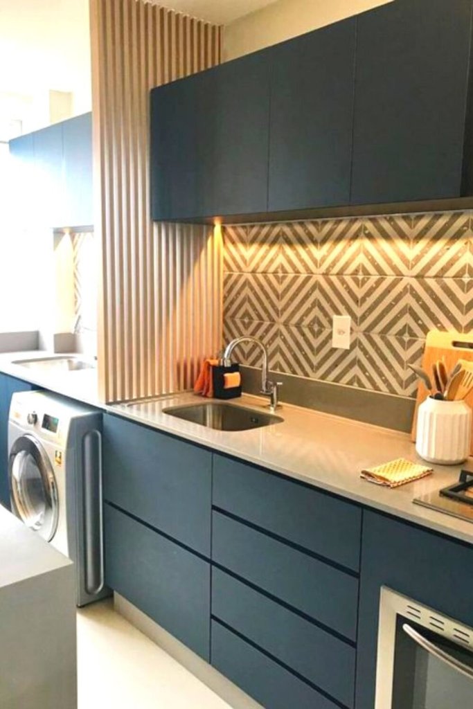ideias de cozinha pequena com lavanderia integrada