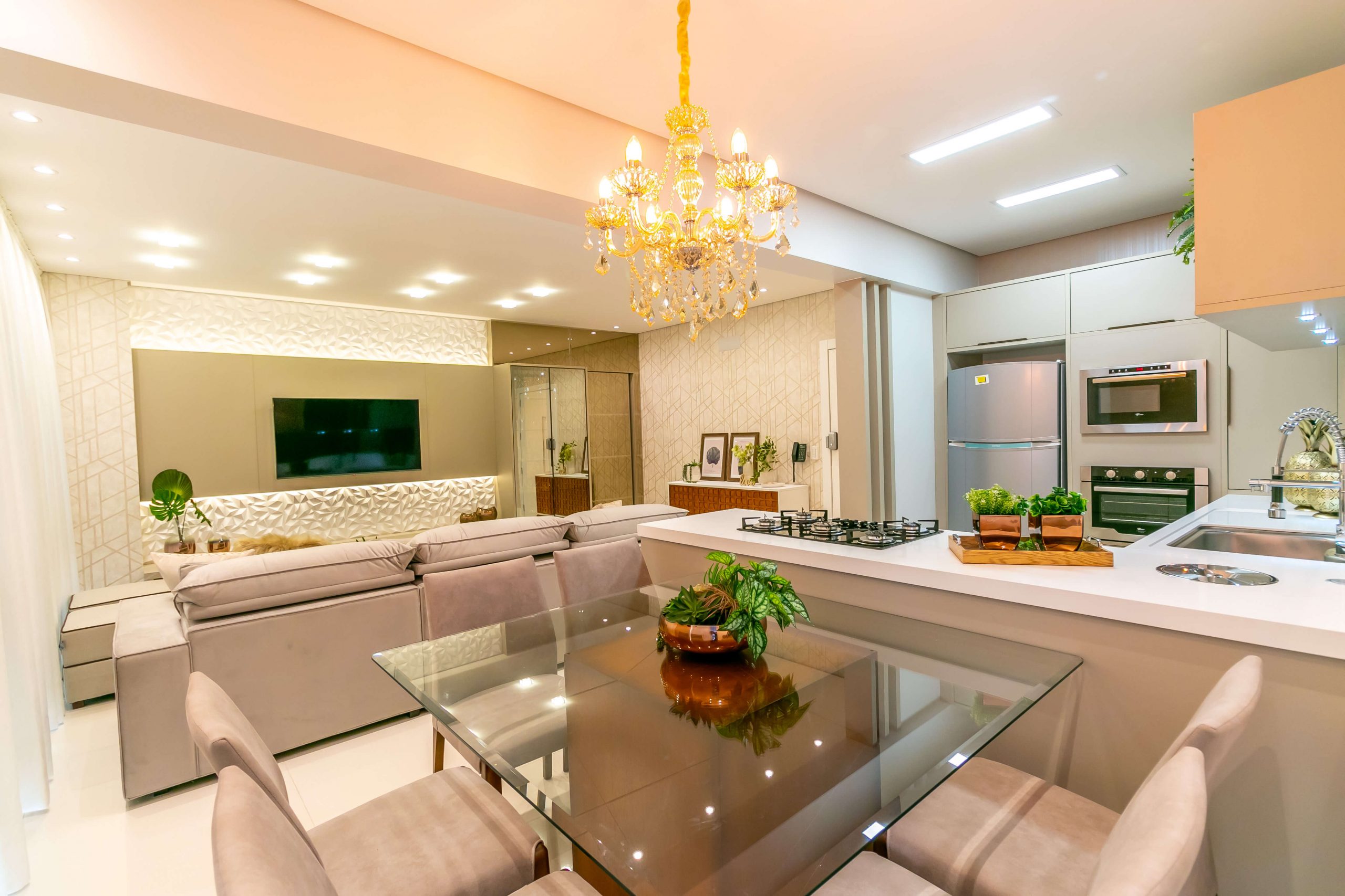 ideias cozinha planejada com tv integrada