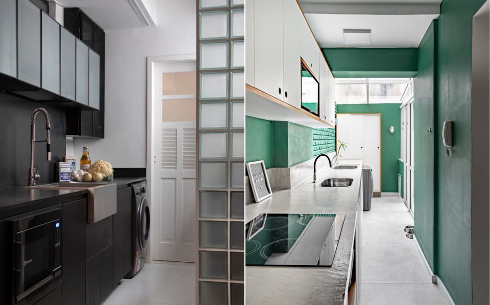 ideias cozinha planejada lavanderia oculta apartamentos pequenos