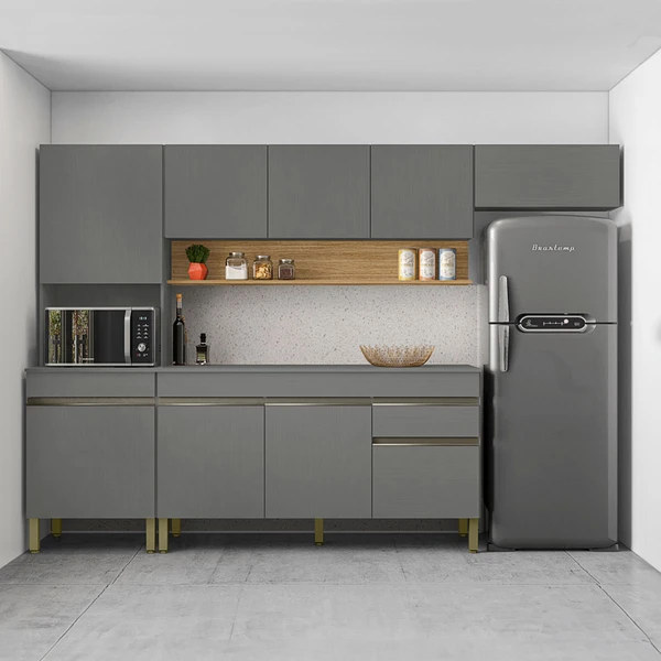 cozinha planejada grande com ilha e bancada