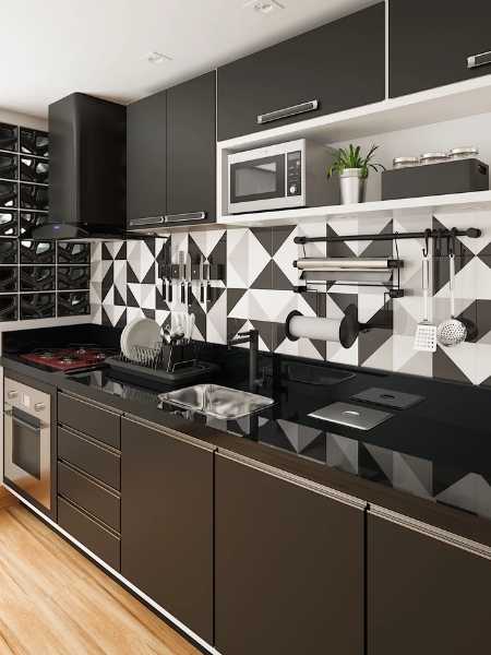 erros comuns decorar cozinha preta e branca pequena