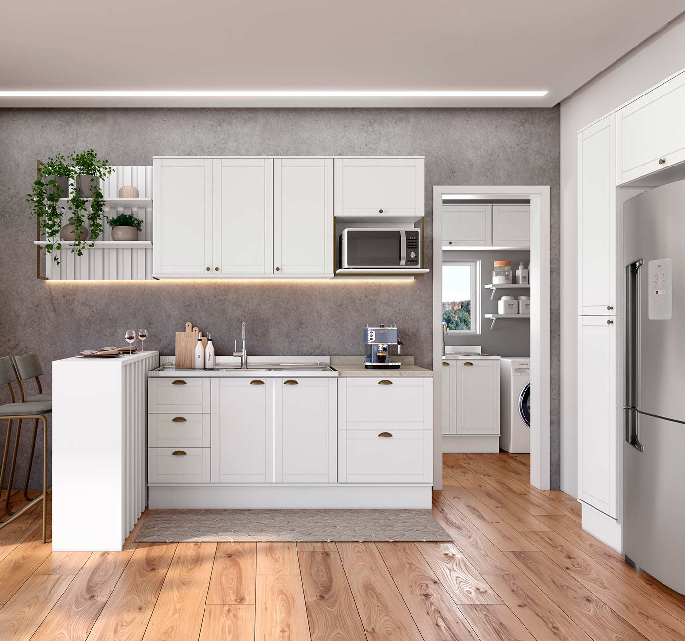 cozinha provençal branca modulada