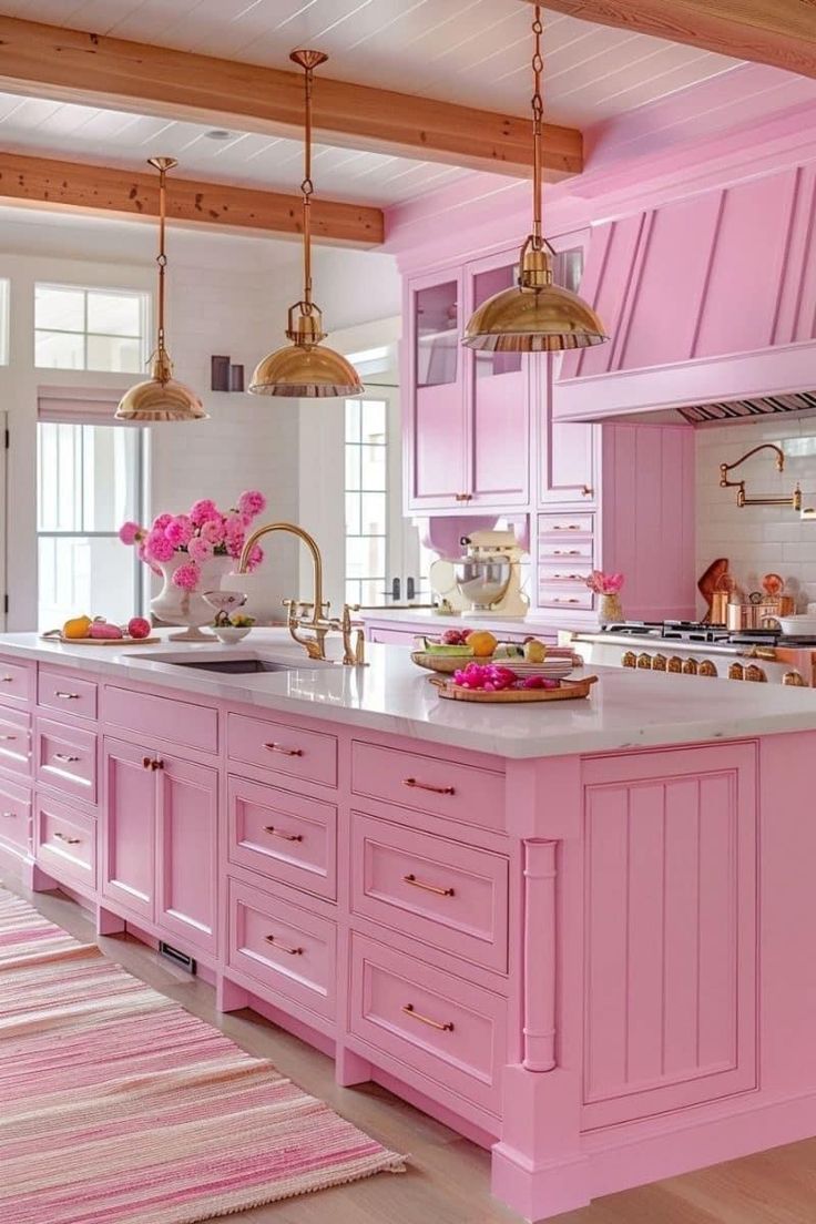 Cozinha rosa retrô