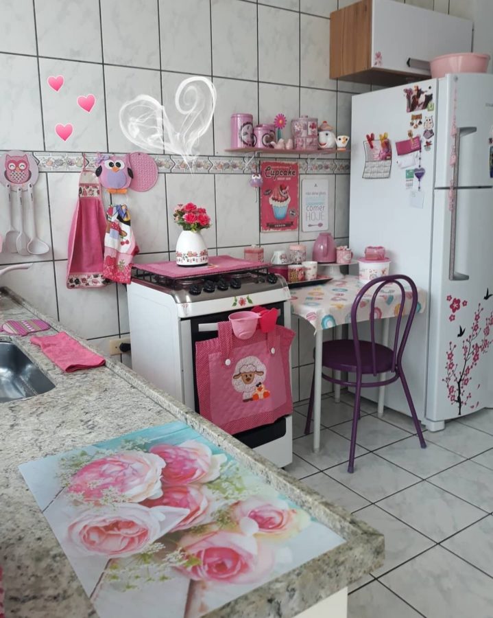 Cozinha rosa e preto