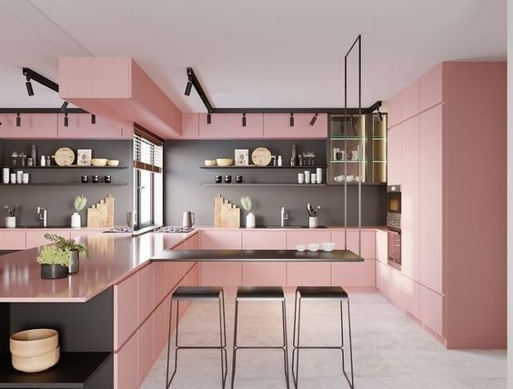 Cozinha rosa pastel