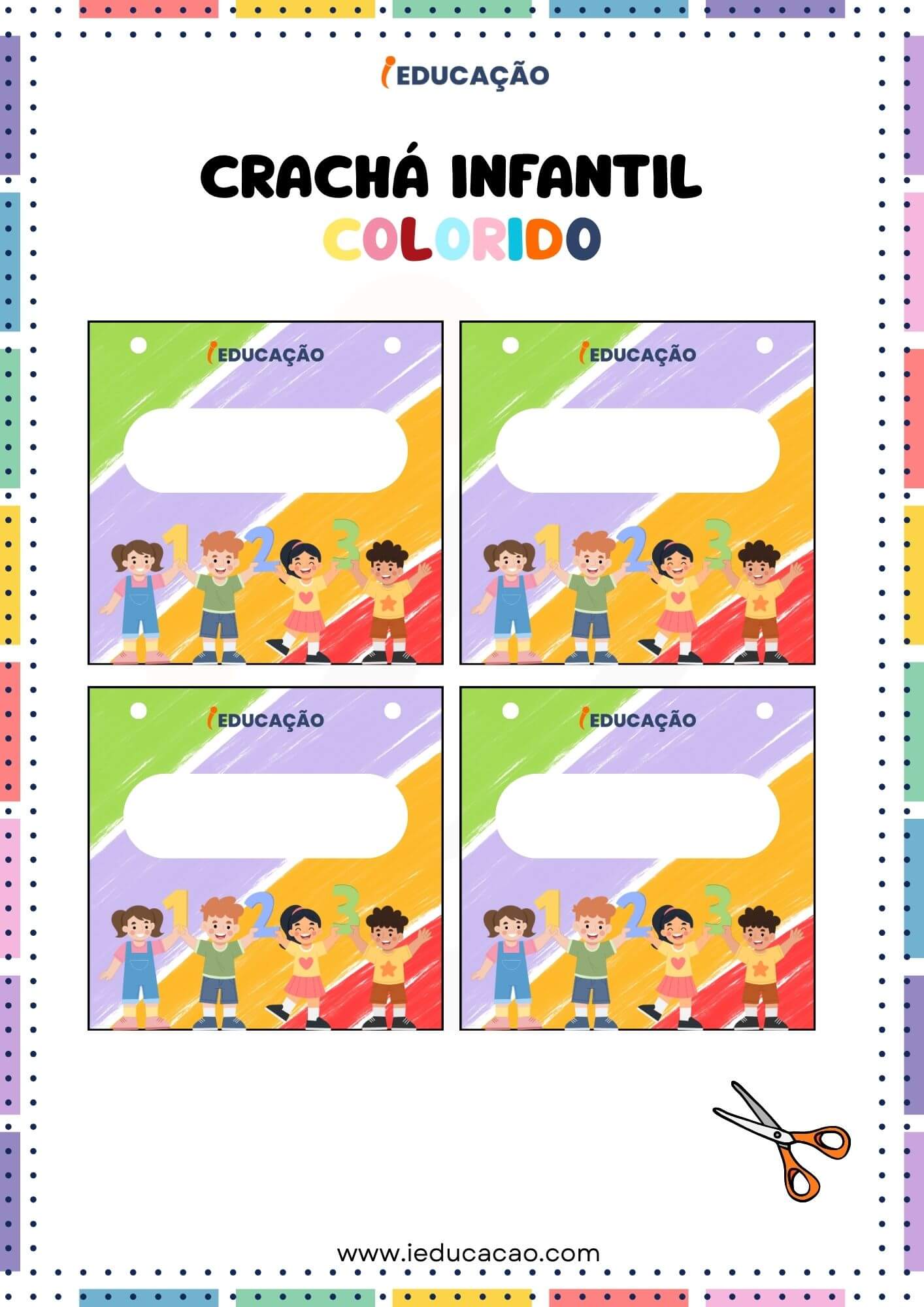 modelo de crachá infantil editável