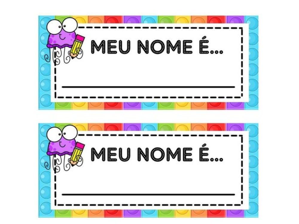 crachá de identificação para crianças