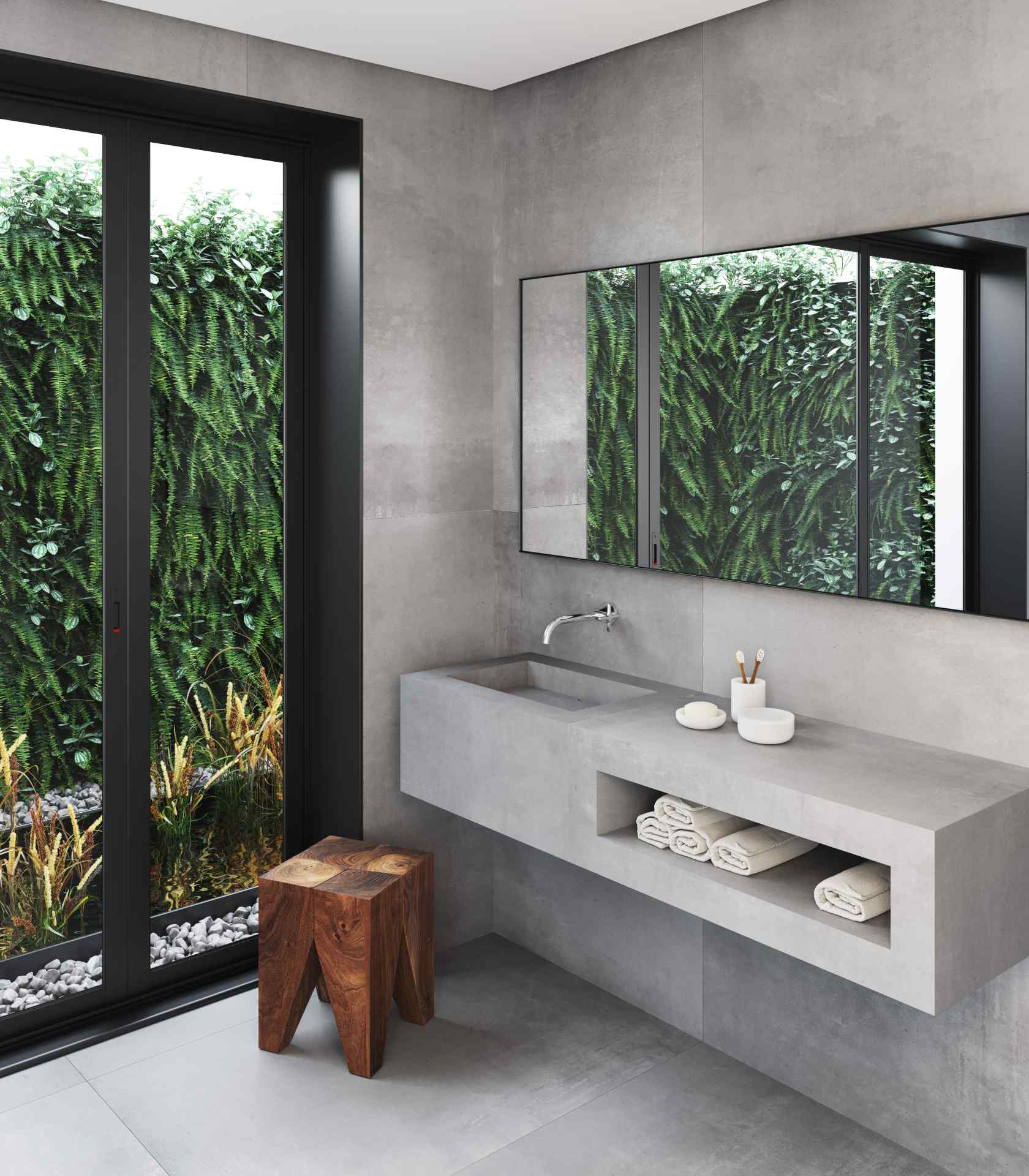 Bancada com cuba esculpida em porcelanato