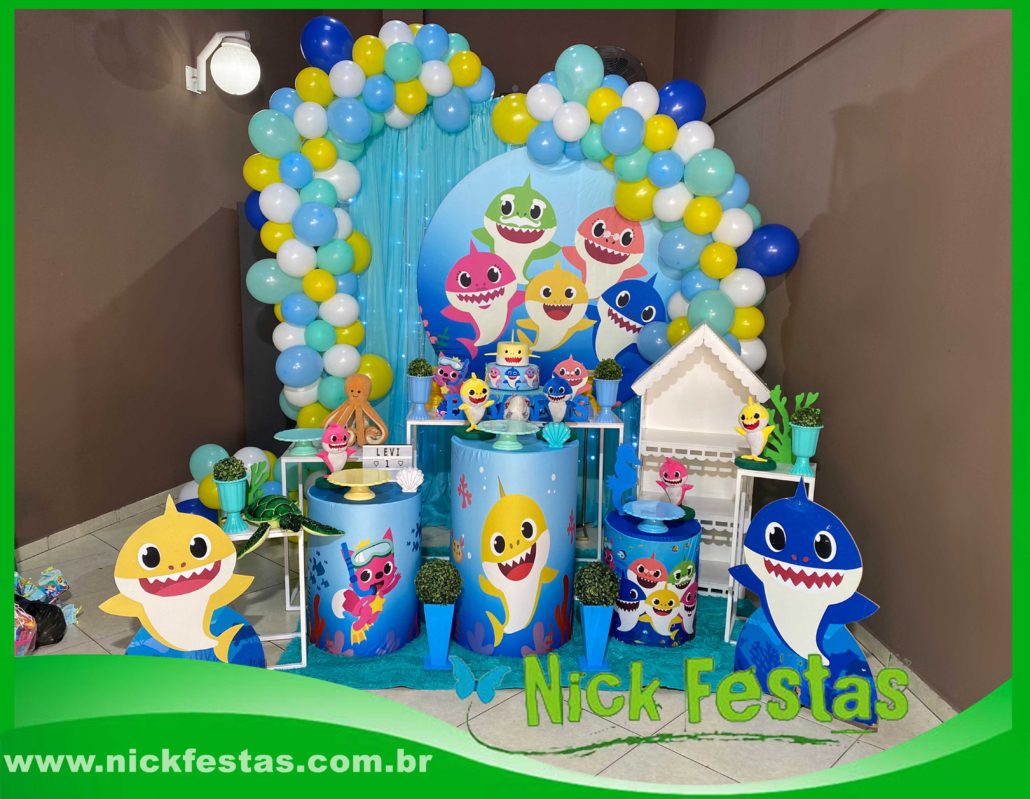 como fazer painel de balão baby shark