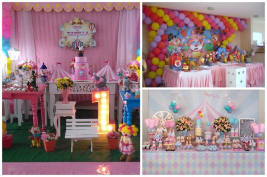 Ideias Criativas de Centros de Mesa para o Tema Circo Rosa