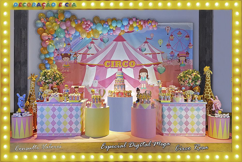 Ideias Criativas de Centros de Mesa para o Tema Circo Rosa