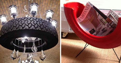 ideias de decoração de jardim com pneus e brinquedos