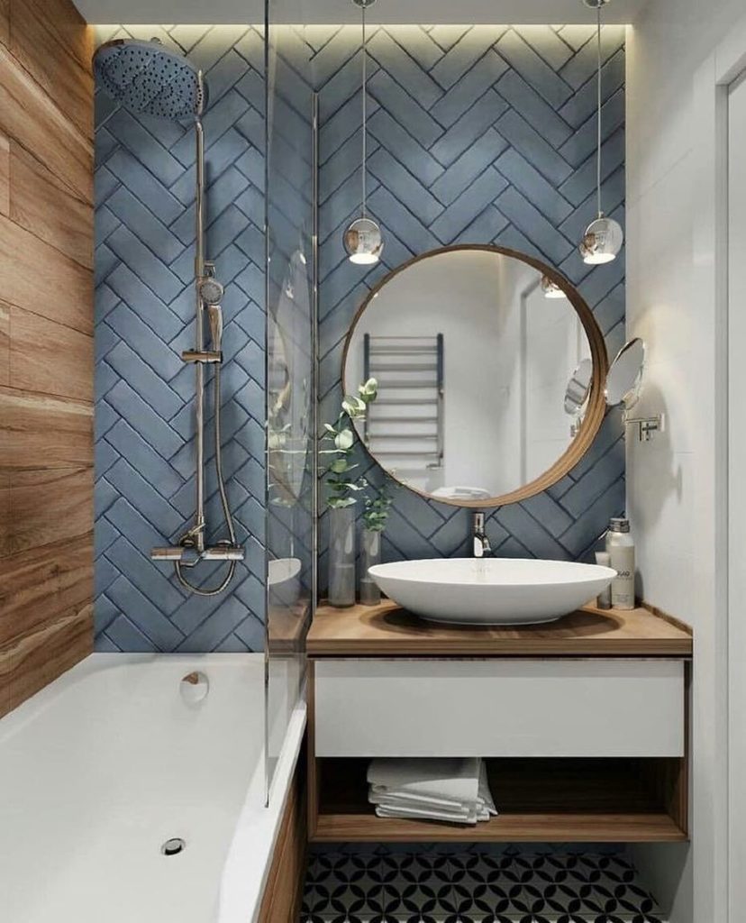 decoração de banheiro azul