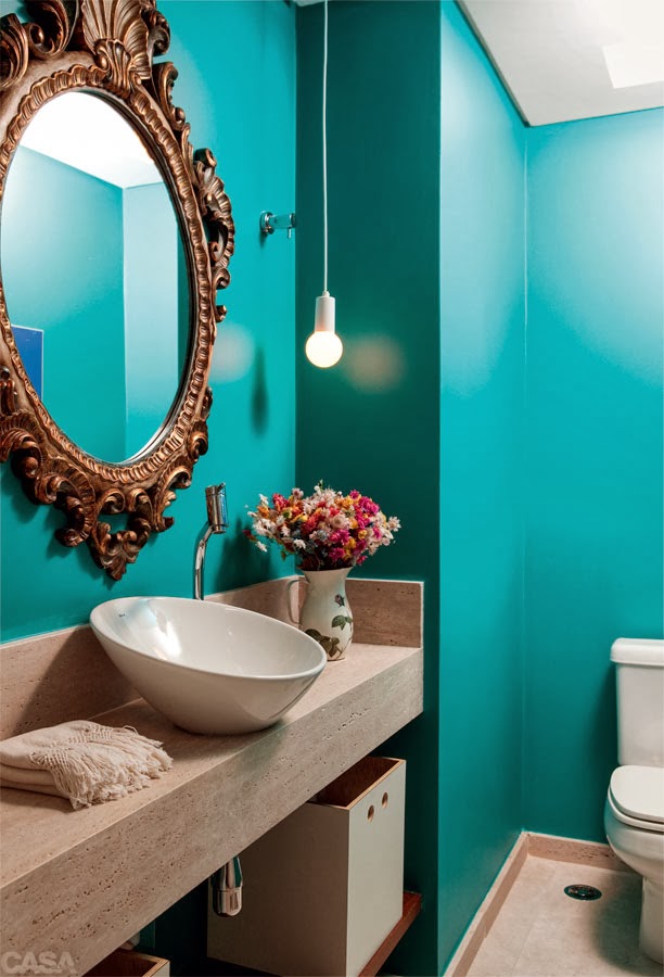 decoração de banheiro azul