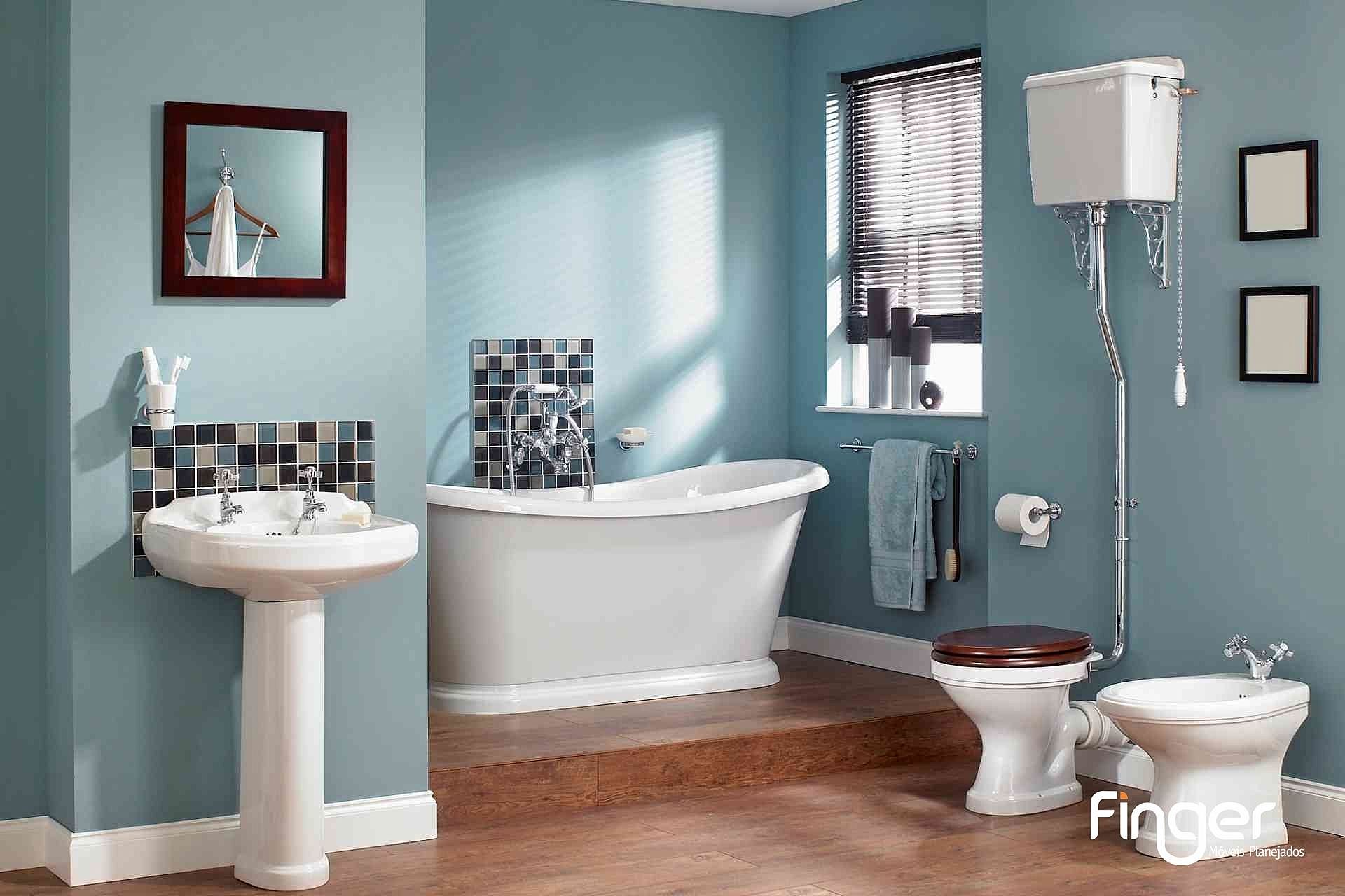 decoração de banheiro azul