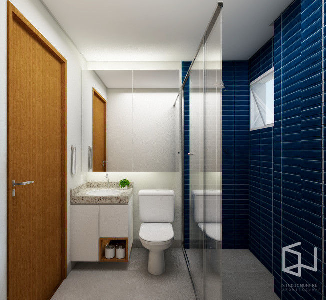 decoração de banheiro azul