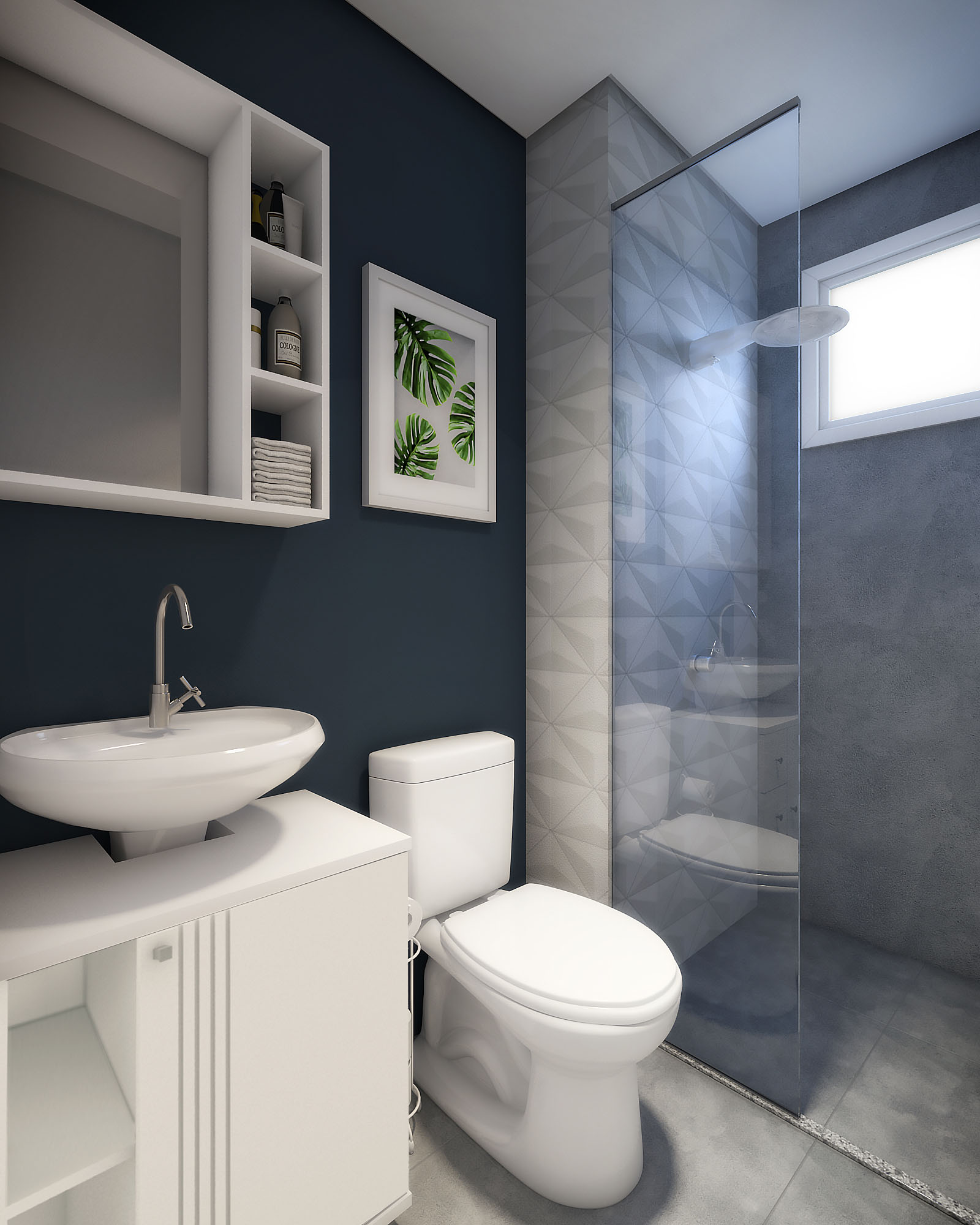 decoração de banheiro azul