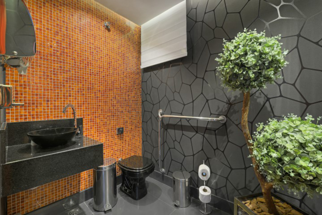 decoracao de banheiro de restaurante