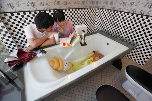 decoracao de banheiro de restaurante