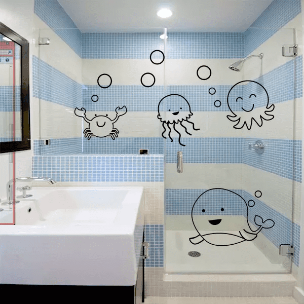 decoração de banheiro infantil escolar