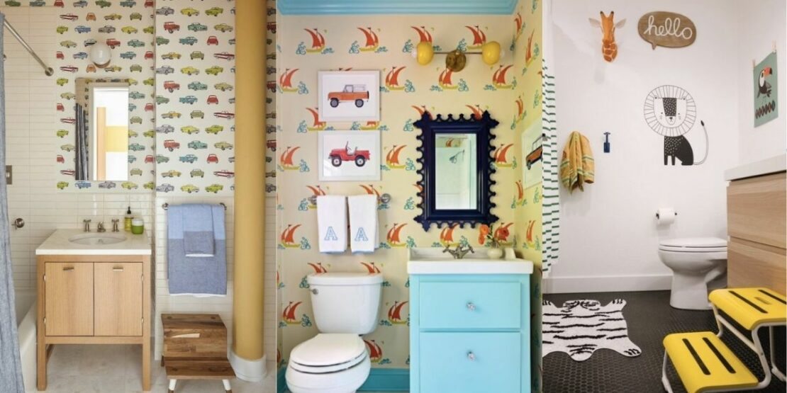 decoração de banheiro infantil escolar