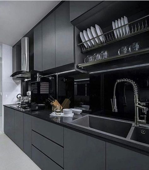 decoração de cozinha preto e branco