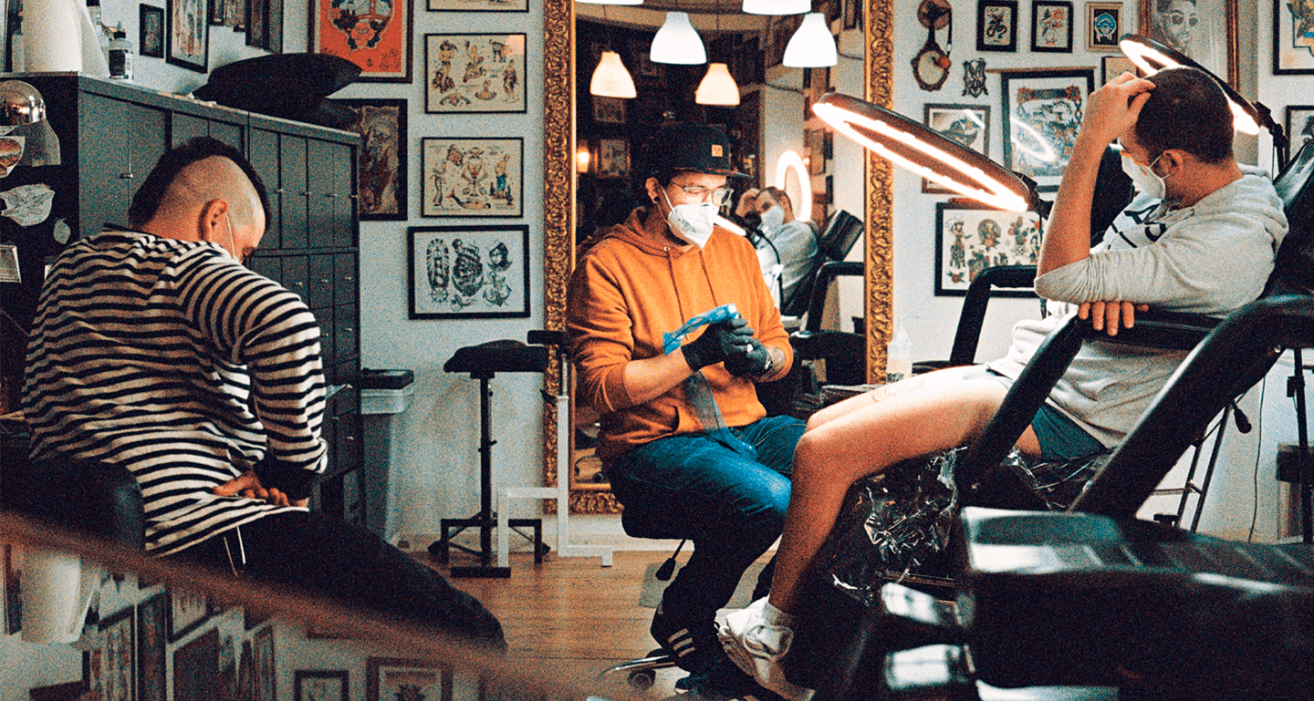 decoração estúdio tatuagem blackwork