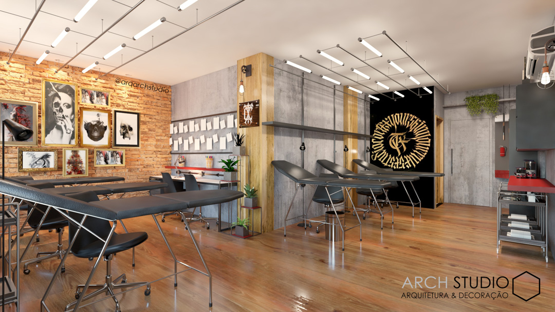 decoração estúdio tatuagem blackwork