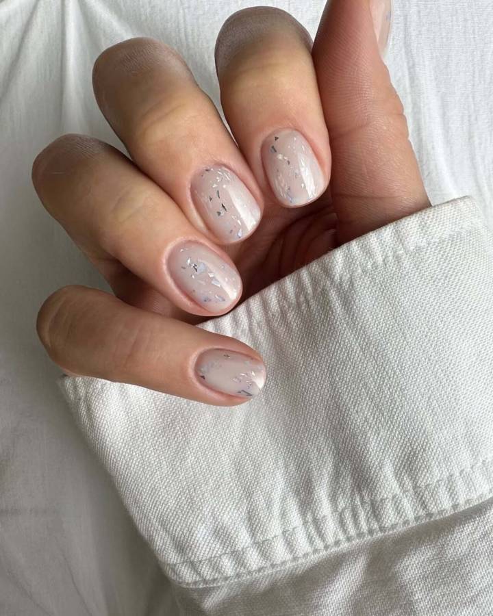 ideias de unhas encapsuladas com flores secas