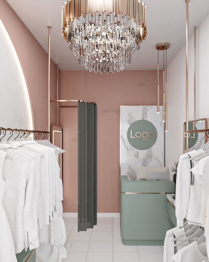 iluminação led provador loja roupa pequena