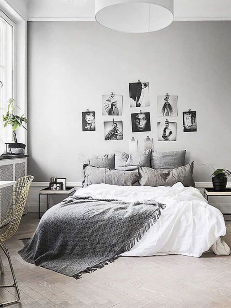 como combinar iluminação com quarto cinza industrial