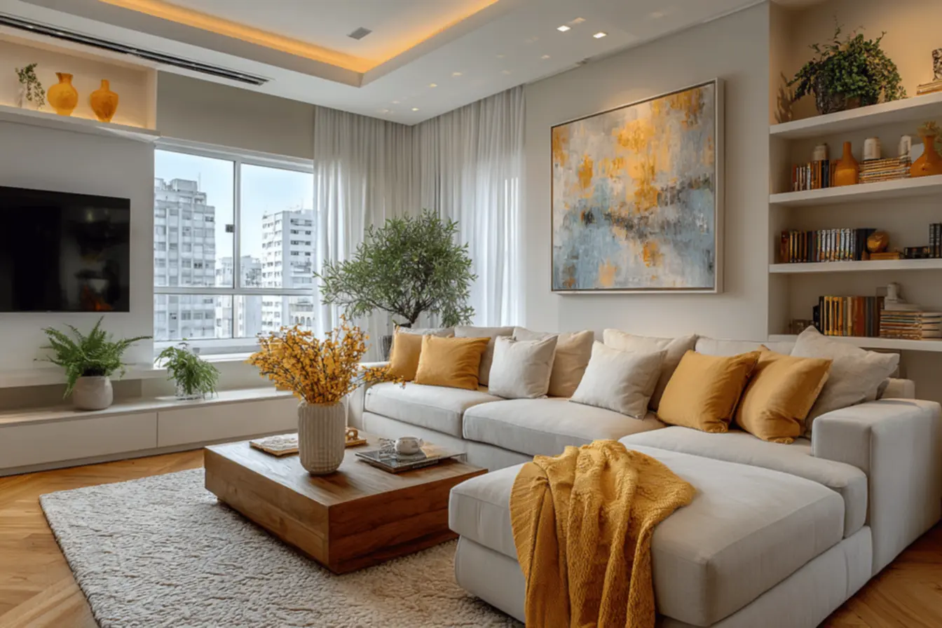 decoracao de sala com cores analogas