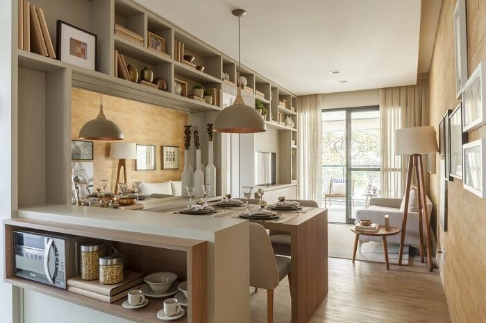 quanto custa decorar sala com cozinha integrada