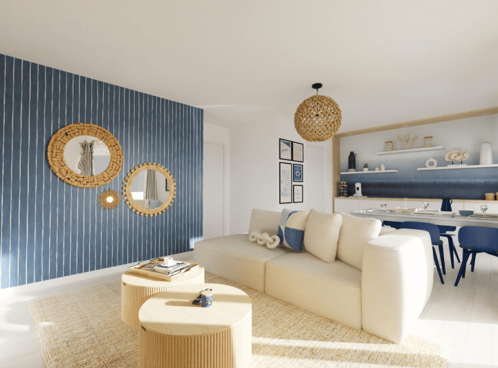 decoracao de sala com estilo coastal