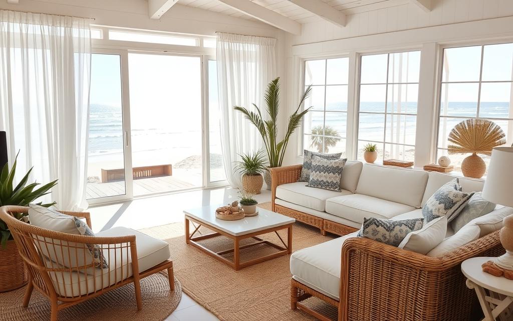 decoracao de sala com estilo coastal