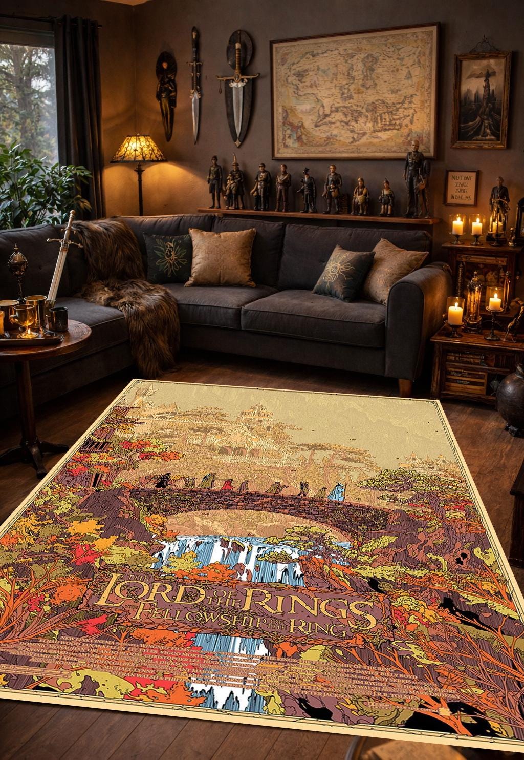 decoracao de sala com tematica de The Lord of the Rings