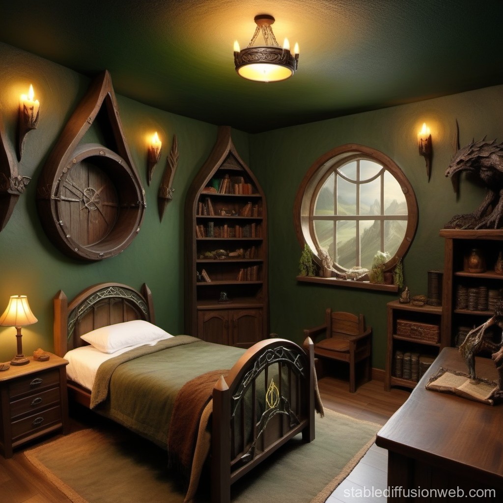 decoracao de sala com tematica de The Lord of the Rings