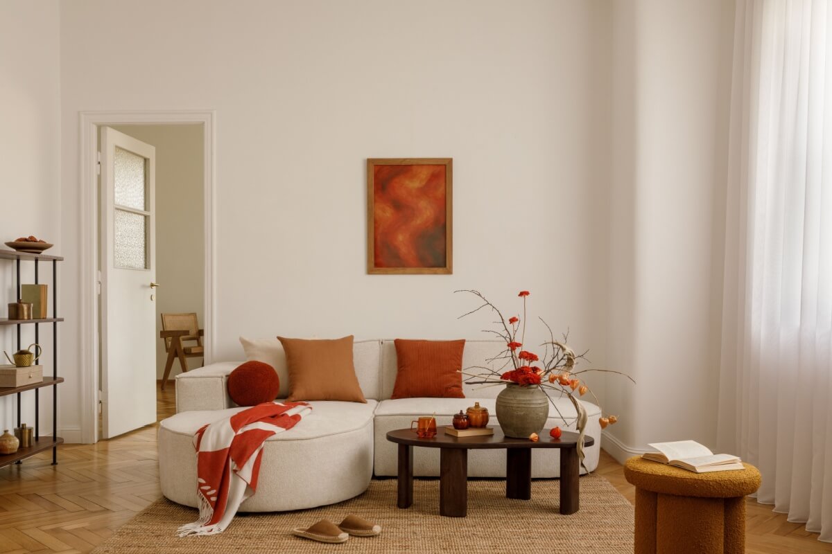 ideias de decoração de sala com tons de outono