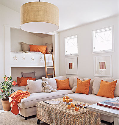 decoração de sala laranja