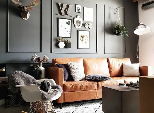 decoração de sala sofa cinza