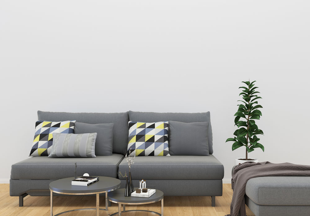 decoração de sala sofa cinza