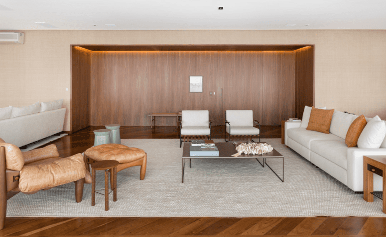 decoração de sala tons terrosos