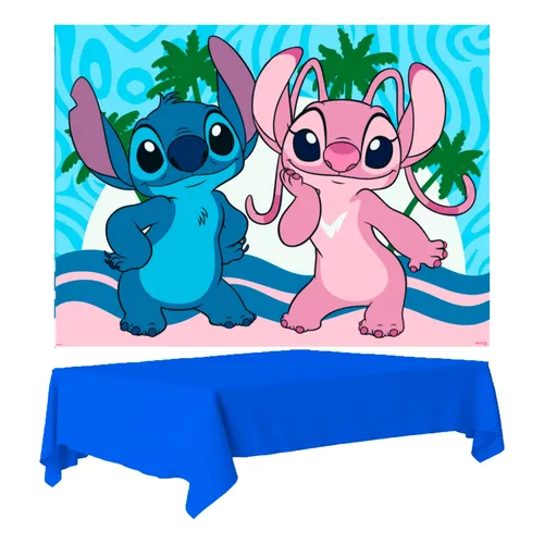 como fazer painel de balões stitch rosa e azul