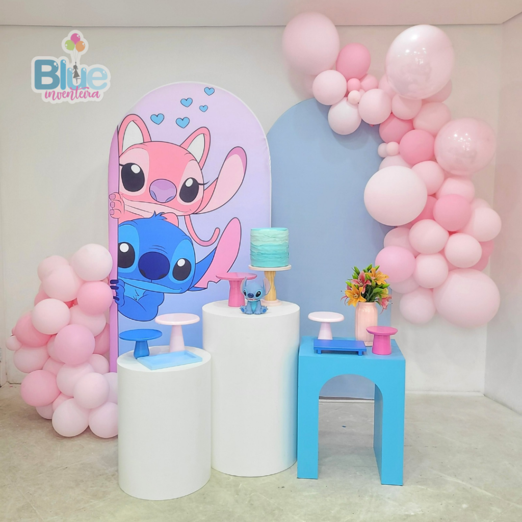 decoração do stitch rosa e azul