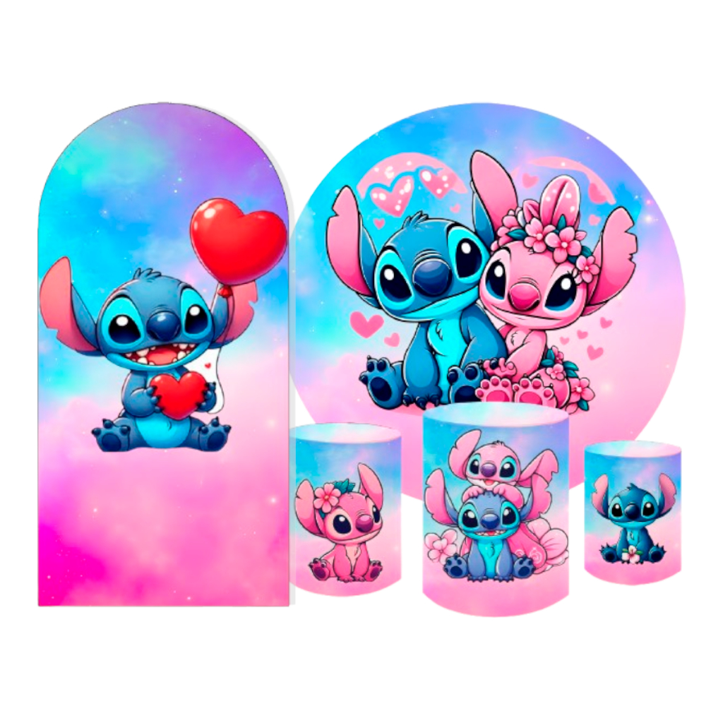 ideias criativas decoração festa stitch rosa e azul